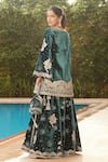 MATSYA_Green Velvet Embroidered Kachi The Winged Masai Kurta And Sharara Set  _Online_at_Aza_Fashions