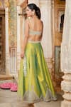 Shop_Matsya_Green Silk Mirror, Kachi Dori And Zardozi Scoop Neck The Aurum Temple Sharara Set _at_Aza_Fashions
