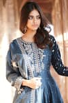 Matsya_Blue Chanderi Silk Sequin And Thread Round Kurta Sharara Set_Online_at_Aza_Fashions