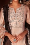 Shop_MATSYA_Peach Chanderi Silk Round Kurta Sharara Set  _at_Aza_Fashions