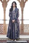 Buy_MATSYA_Grey Chanderi Silk Round Anarkali Set  _at_Aza_Fashions