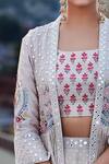 Shop_Matsya_Beige Chanderi Silk Round Jacket Lehenga Set For Women_at_Aza_Fashions