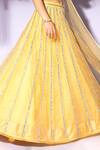 Buy_Devika Seth_Yellow Organza Embroidery V Neck Embellished Lehenga Set _Online_at_Aza_Fashions