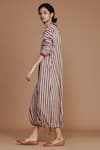 Buy_MATI_Pink Cotton Hand Woven Striped High Neck Kangaroo Pocket Dress _Online_at_Aza_Fashions