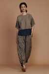 Buy_MATI_Brown Cotton Hand Woven Striped Balloon Pant _at_Aza_Fashions