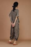 Shop_MATI_Brown Cotton Hand Woven Striped Balloon Pant _at_Aza_Fashions