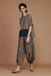 Buy_MATI_Brown Cotton Hand Woven Striped Balloon Pant _Online_at_Aza_Fashions