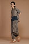 Shop_MATI_Brown Cotton Hand Woven Striped Balloon Pant _Online_at_Aza_Fashions