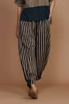 MATI_Brown Cotton Hand Woven Striped Balloon Pant _at_Aza_Fashions