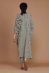 Shop_Mati_White 100% Cotton Printed Stripes Round Tunic Dress And Pant Set For Women_at_Aza_Fashions