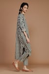 Mati_White 100% Cotton Printed Stripes Round Tunic Dress And Pant Set For Women_Online_at_Aza_Fashions