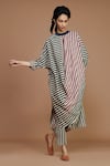 Buy_Mati_White 100% Cotton Printed Stripes Round Tunic Dress And Pant Set For Women_Online_at_Aza_Fashions