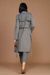 Shop_MATI_Grey 100% Cotton Printed Stripes Corset Sweetheart Trench Coat And Pant Set _at_Aza_Fashions