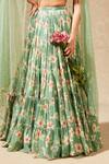Buy_Chamee And Palak_Green Blouse Silk, Dupatta Tulle, Lehenga Georgette Floral, Print Set_Online_at_Aza_Fashions