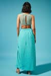 Chamee and Palak_Blue Lehenga Georgette Embroidered Crop Top Round Cape And Skirt Set  _Online_at_Aza_Fashions