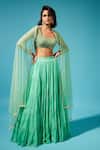 Buy_Chamee And Palak_Green Blouse Silk, Dupatta Tulle, Lehenga Georgette Sequin Embroidered Set _at_Aza_Fashions
