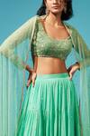 Chamee And Palak_Green Blouse Silk, Dupatta Tulle, Lehenga Georgette Sequin Embroidered Set _Online_at_Aza_Fashions