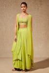 Buy_Chamee and Palak_Green Lehenga And Jacket Georgette Embroidered & Draped Skirt Set  _at_Aza_Fashions