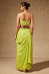 Shop_Chamee and Palak_Green Lehenga And Jacket Georgette Embroidered & Draped Skirt Set  _at_Aza_Fashions