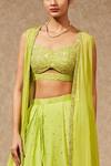 Buy_Chamee and Palak_Green Lehenga And Jacket Georgette Embroidered & Draped Skirt Set  _Online_at_Aza_Fashions