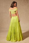 Shop_Chamee and Palak_Green Lehenga Georgette Embroidered Stripes Carmen With Blouse  _at_Aza_Fashions