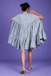 Shop_MATI_Blue Cotton Striped Cape Dress_at_Aza_Fashions