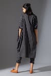 Shop_MATI_Black Cotton Handwoven Striped Cowl Tunic_at_Aza_Fashions
