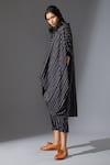 Shop_MATI_Black Cotton Handwoven Striped Cowl Tunic_Online_at_Aza_Fashions