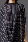 MATI_Black Cotton Handwoven Striped Cowl Tunic_at_Aza_Fashions