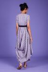 Shop_MATI_Purple Cotton Striped Cowl Dress_at_Aza_Fashions