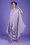 Buy_MATI_Purple Cotton Striped Cowl Dress_Online_at_Aza_Fashions