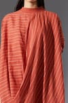 MATI_Orange Cotton Handwoven Cowl Tunic And Pant Set _at_Aza_Fashions