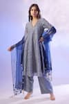 Buy_Mehak Talreja Couturre_Blue Chanderi Dupatta Organza Printed Floral Anarkali Palazzo Set  _at_Aza_Fashions