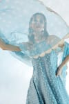 Shop_Mehak Talreja Couturre_Blue Chanderi Dupatta Organza Halter Neck Anarkali Set_Online_at_Aza_Fashions
