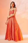 Buy_Mehak Talreja Couturre_Orange Chanderi Printed Sweetheart Neck Jumpsuit  _at_Aza_Fashions