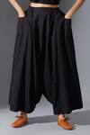 Shop_Mati_Black Cotton Handwoven High Waist Harem Pants_Online_at_Aza_Fashions