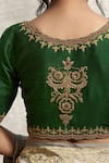 Buy_Weaver Story_Green Raw Silk Hand Embroidered Floral Round Blouse _Online_at_Aza_Fashions