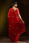 Shop_Weaver Story_Red Organza Woven Zardozi Work Handloom Saree _at_Aza_Fashions