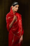 Weaver Story_Red Organza Woven Zardozi Work Handloom Saree _Online_at_Aza_Fashions