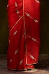 Buy_Weaver Story_Red Organza Woven Zardozi Work Handloom Saree _Online_at_Aza_Fashions