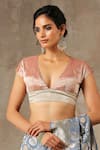 Buy_Weaver Story_Pink Tissue Woven Plain V Neck Waist Panel Blouse _at_Aza_Fashions