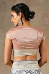 Shop_Weaver Story_Pink Tissue Woven Plain V Neck Waist Panel Blouse _at_Aza_Fashions