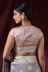 Weaver Story_Pink Tissue Woven Plain V Neck Waist Panel Blouse _Online_at_Aza_Fashions