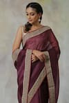 Buy_Weaver Story_Purple Saree Organza And Blouse Raw Silk Embroidery Thread Banarasi Handloom _Online_at_Aza_Fashions