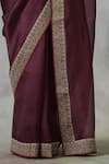 Shop_Weaver Story_Purple Saree Organza And Blouse Raw Silk Embroidery Thread Banarasi Handloom _Online_at_Aza_Fashions