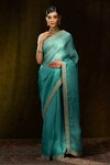 Buy_Weaver Story_Blue Organza Woven Zardozi Work Handloom Saree _at_Aza_Fashions