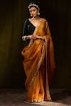 Buy_Weaver Story_Yellow Organza Woven Zardozi Work Handloom Saree _at_Aza_Fashions