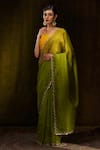 Buy_Weaver Story_Green Organza Woven Zardozi Work Handloom Saree _at_Aza_Fashions