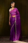 Buy_Weaver Story_Purple Organza Woven Zardozi Work Handloom Saree _at_Aza_Fashions