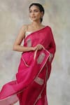 Weaver Story_Pink Organza Woven Zardozi Booti Work Handloom Saree _Online_at_Aza_Fashions